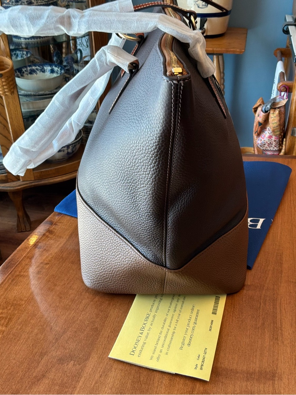 Dooney & Bourke Two-Tone Color block Pebble Leather Tobi Tote bark - Picture 10 of 16